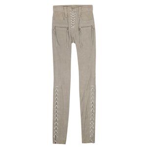 UNRAVEL PROJECT Gray Suede Lace Up Skinny Pants Size 25 $1925